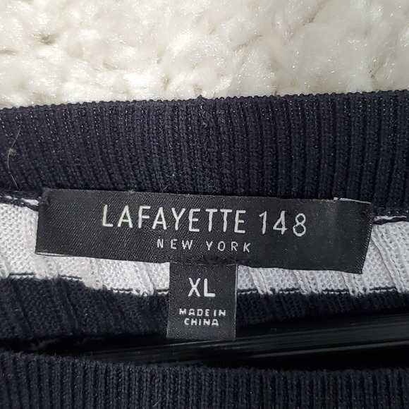 Lafayette 148 New York‎ Women Silk Blend Ribbed Shirt Size XL Striped Office Mod - Picture 5 of 11
